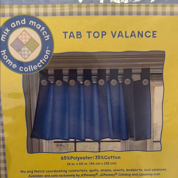 Valance Set Blue with white buttons - Picture 5 of 5